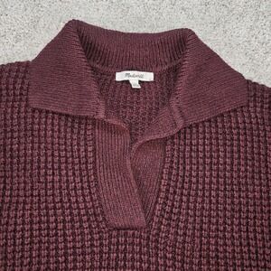 Madewell Women's Size XS Wine Chunky Wool Blend Cable Knit Pullover Sweater